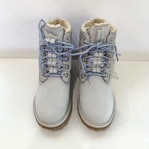 Timberland Premium Puffer Boots Leather Hiker Booties Light Grey Size 6 NEW - Picture 5 of 7